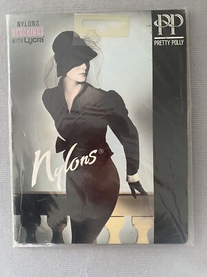  Vintage Pretty Polly Nylons Strümpfe UK Schuhgröße 3-5 hellbraun glatter Strick