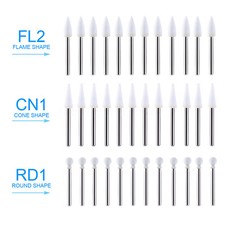 Dental Flame/Cone/Round White Stone Polishing FG Burs Aluminum Oxide Bur