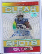 DARIUS LEONARD 2021 PANINI ILLUSIONS GOLD ACETATE CLEAR SHOTS AUTO #D 08/10