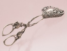 Geb&auml;ckzange Rosen Ornamentik Hanau Silber