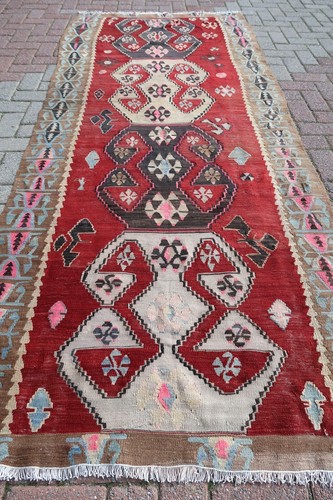 Turkish Kilim Runner Rug Carpet Runner Long Rug 44,4"X108,2 Hallway Rug Corridor