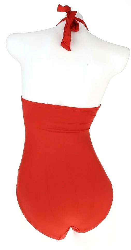 Traje de baño LAUREN Ralph Lauren rojo sólido bandeau recortado Mio de una pieza talla 4 Foto 2 de 2
