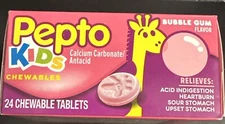 Pepto Bismol Kids Chewable Tablets Bubble Gum Flavor 24 Ct Exp. 05/2025 1 Pack