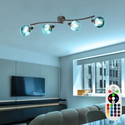 RGB LED Spot Leiste dimmbar Decken Leuchte Glas Lampe verstellbar Fernbedienung - Bild 1 von 4