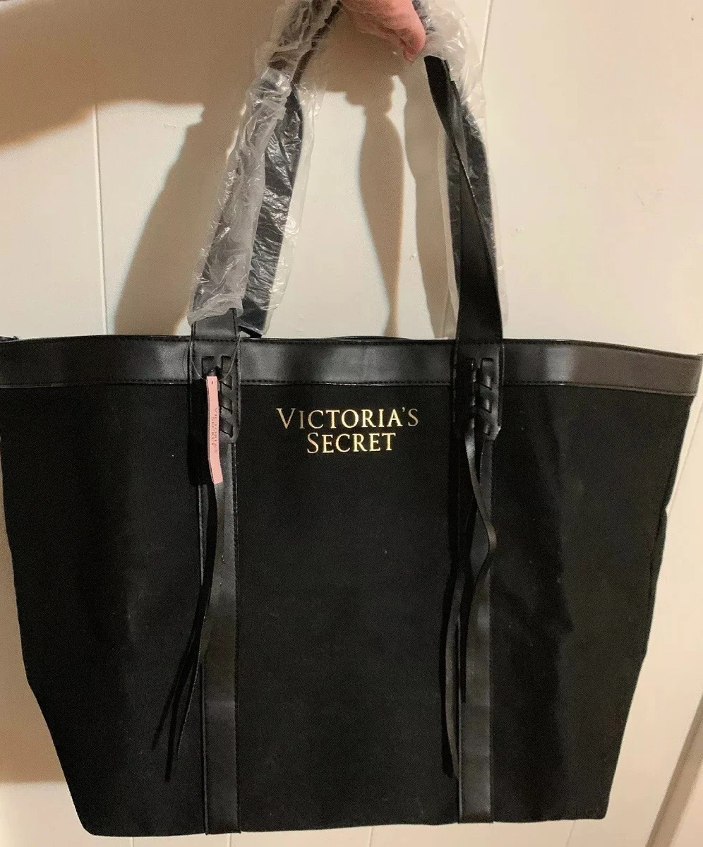 NEW Victoria's Secret $58 FAUX FUR Tote Bag Carryall Handbag BLACK Gorgeous  NWT