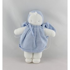 Doudou poupée chiffon blanche bleu BB PLAISIR - 14926