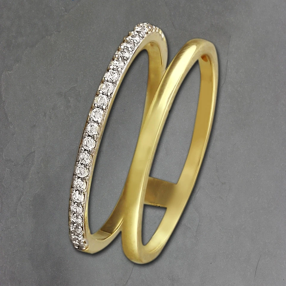 GoldDream 8 Karat Gold Doppel Ring Gr.60 Zirkonia 333er Gelbgold GDR505Y60 - Bild 1 von 4
