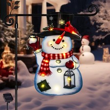 Lighted Christmas Garden Flag12x18, 8 Modes Double Sided Solar Christmas Deco...