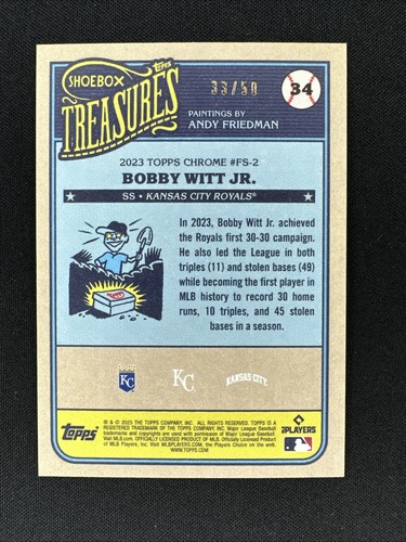 Bobby Witt Jr. /50 2025 Topps Shoebox Treasures Sepia by Andy Friedman #34 - Bild 2 von 2