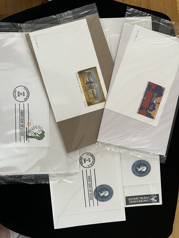 5 Vintage Envelopes Postcards -Lincoln & Others  First Day Issue Stamp