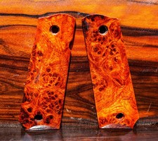 Colt 1911 Full Size Grips Exotic Amboyna Burl Wood Handmade Ambi Safety Cut