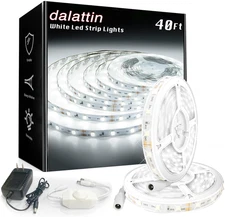 Dalattin White LED Strip Lights, 40Ft Dimmable LED Light Strip 6500K Bright Dayl