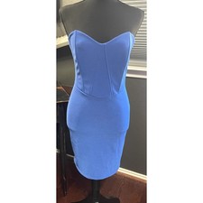 Lulus Cobalt Royal Blue Corset Strapless Sweetheart Bodycon Mini Dress Size M