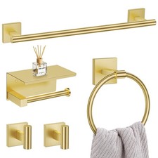 5 Pieces Brushed Gold Bathroom Hardware Set, SUS304 Stainless Steel Bathroom ...
