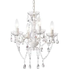 White Chandelier Mini Crystal Chandelier Lighting Hardwired Small Pendant Light