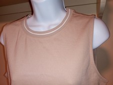 New NWT Tahari Tank Womens Size Medium Light Brown Tan White Trim Neck