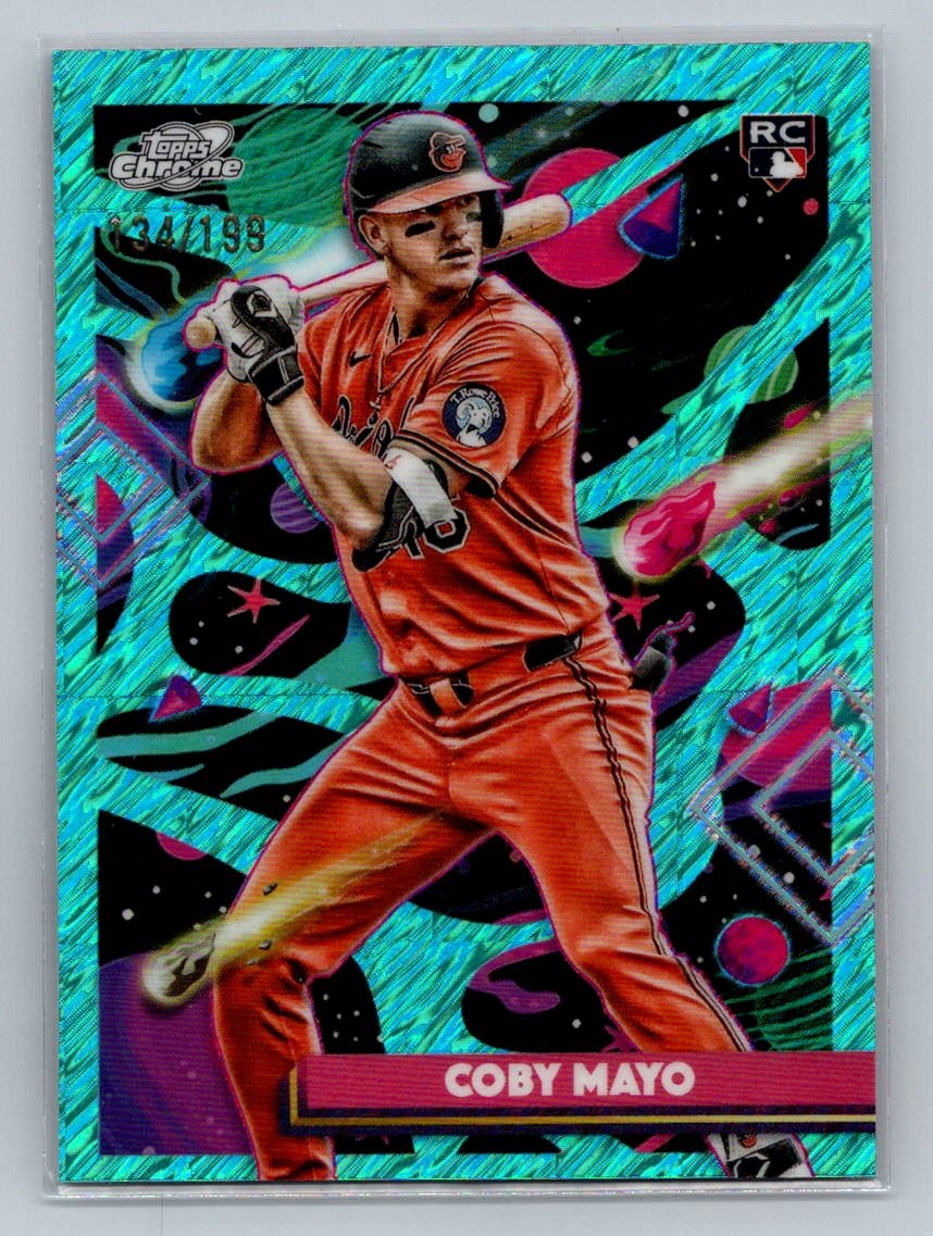 2025 Topps Chrome Cosmic #154 Coby Mayo Aqua Equinox Refractor #/199 RC