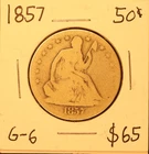 1857 United States Seated Liberty Silver Half Dollar