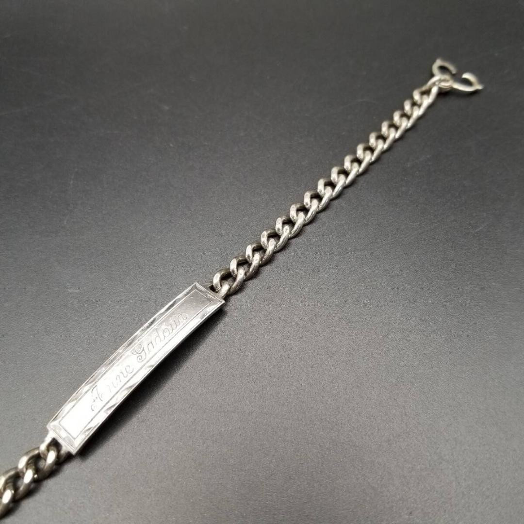 Elco社製 IDタグ 長方形プレート デコボコエッジ ヴィンテージ ブレスレッ Elco Vintage Silver Plate ID Tag Link Bracelet 19cm 1980s | eBay