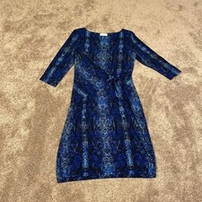 Calvin Klein Blue Snake Print Faux Wrap Dress SIZE 6