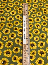 MDG Sunflower Dance on Olive 100 cotton fabric by the yard 36 x 44 Sunflowers