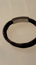 Fossile Mens Lether Bangle Contemporary Slips On The Wrist Black And Brown