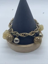 Vintage Chunky Charm Bracket Signed Cora Working Clasp AB1