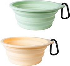 2-Pack Silicone Collapsible Dog Bowls BPA Free Dishwasher Safe Portable Foldable