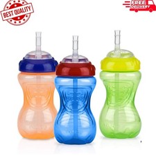Nuby No-spill Sippy Cup with Flex Straw - 3-pack 10-ounce Bottles - Sippy Cup