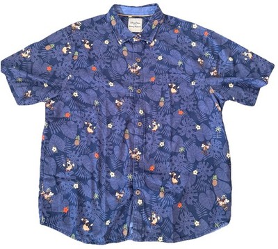 Tommy Bahama Disney Parks Mickey & Minnie Vacation Coastline Navy Camp Shirt XL