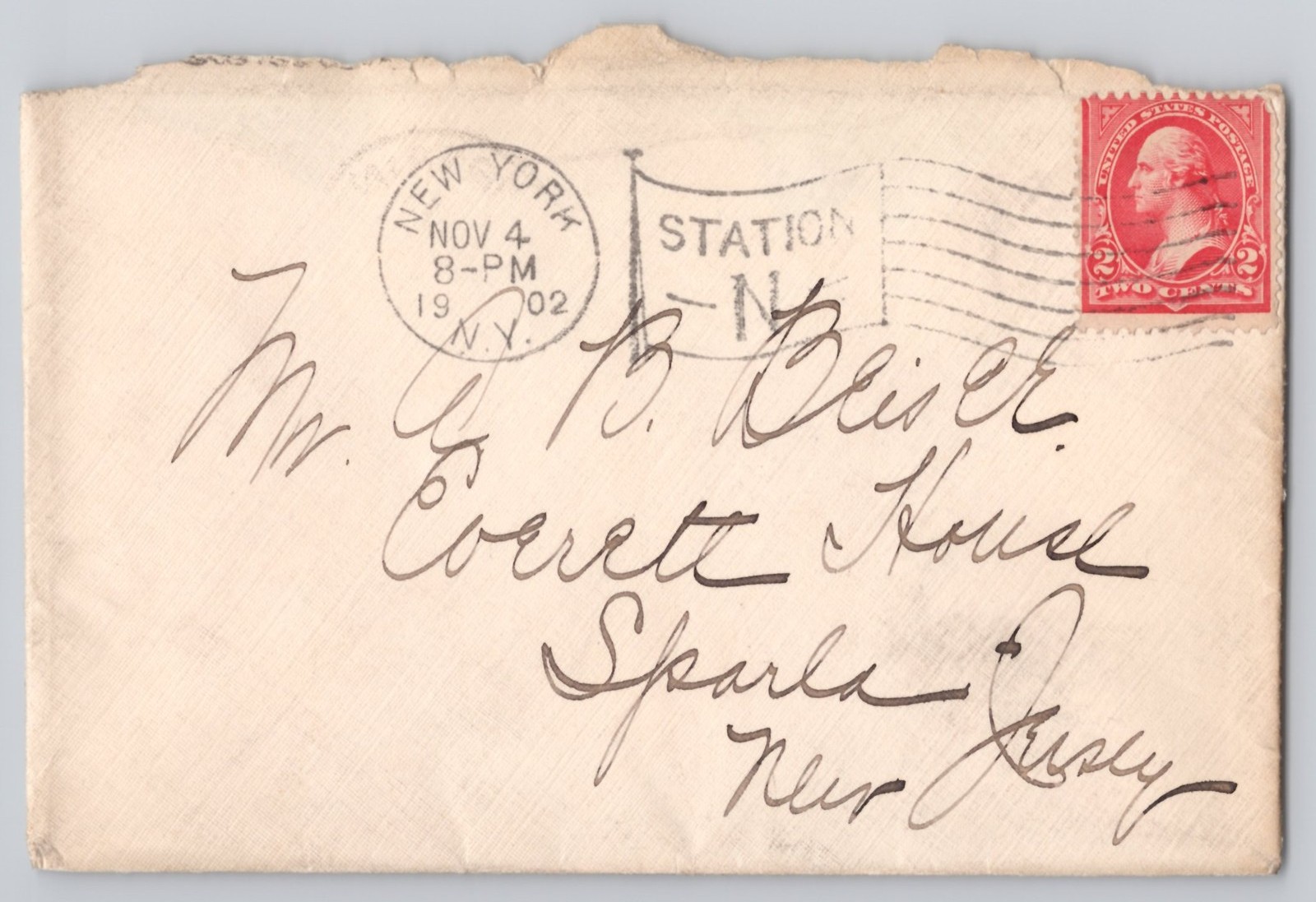 New York, NY Station Postmark, 2c Washington, cover, Un 1902