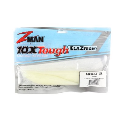 Zman Soft Lure StreakZ XL 8 Inch 2/Pack Glow (4417)