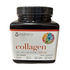 Youtheory Collagen with Vitamin C, 160 Count 1 Bottle BB 01/2028