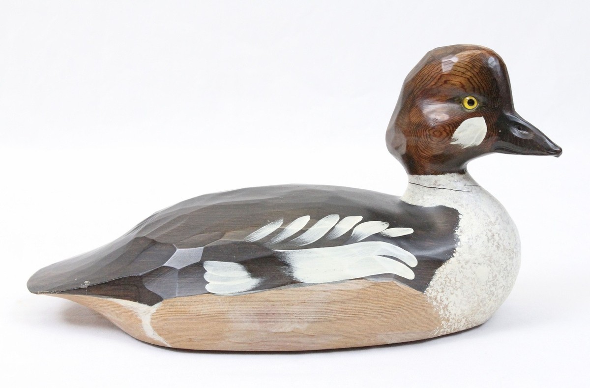 Percy Gerald Bicknell 13” Vintage 1992 Carved Wood Goldeneye Duck