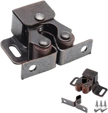 6 Pack Cabinet Latch - Double Roller Catch Hardware for 6 Pieces, Bronze 