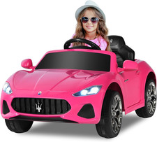 12V Kids Ride on Car, Pink Licensed Maserati Gran Cabrio Electric Vehicle with R