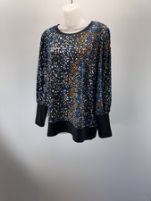 Nine West Black & Multi Animal Print Long Sleeve Women’s Size Large NWT