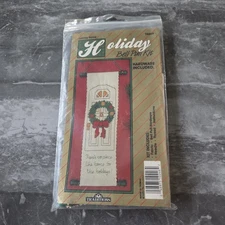 New Vtg Traditions Holiday Bell Pull Cross Stitch Kit Christmas Wreath T8809