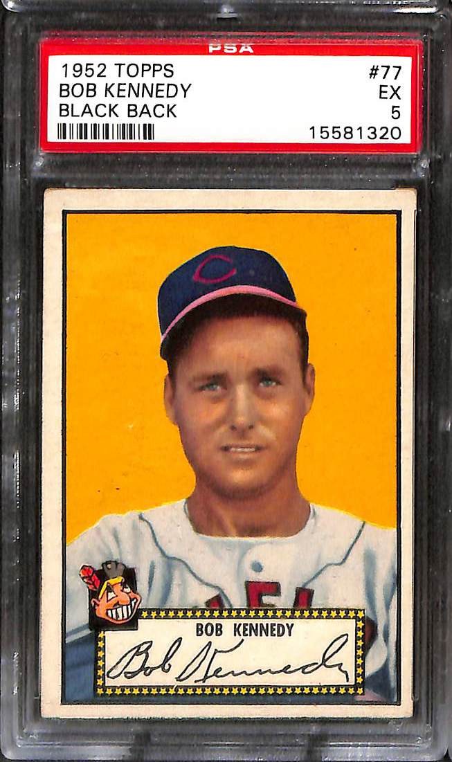 1952 Topps #77b BOB KENNEDY BLACK BACK PSA 5 EX 15581320