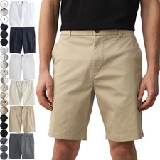 Mens NEXT Slim Fit Stretch Chino Shorts Knee Length Cotton Twill Summer Bottoms