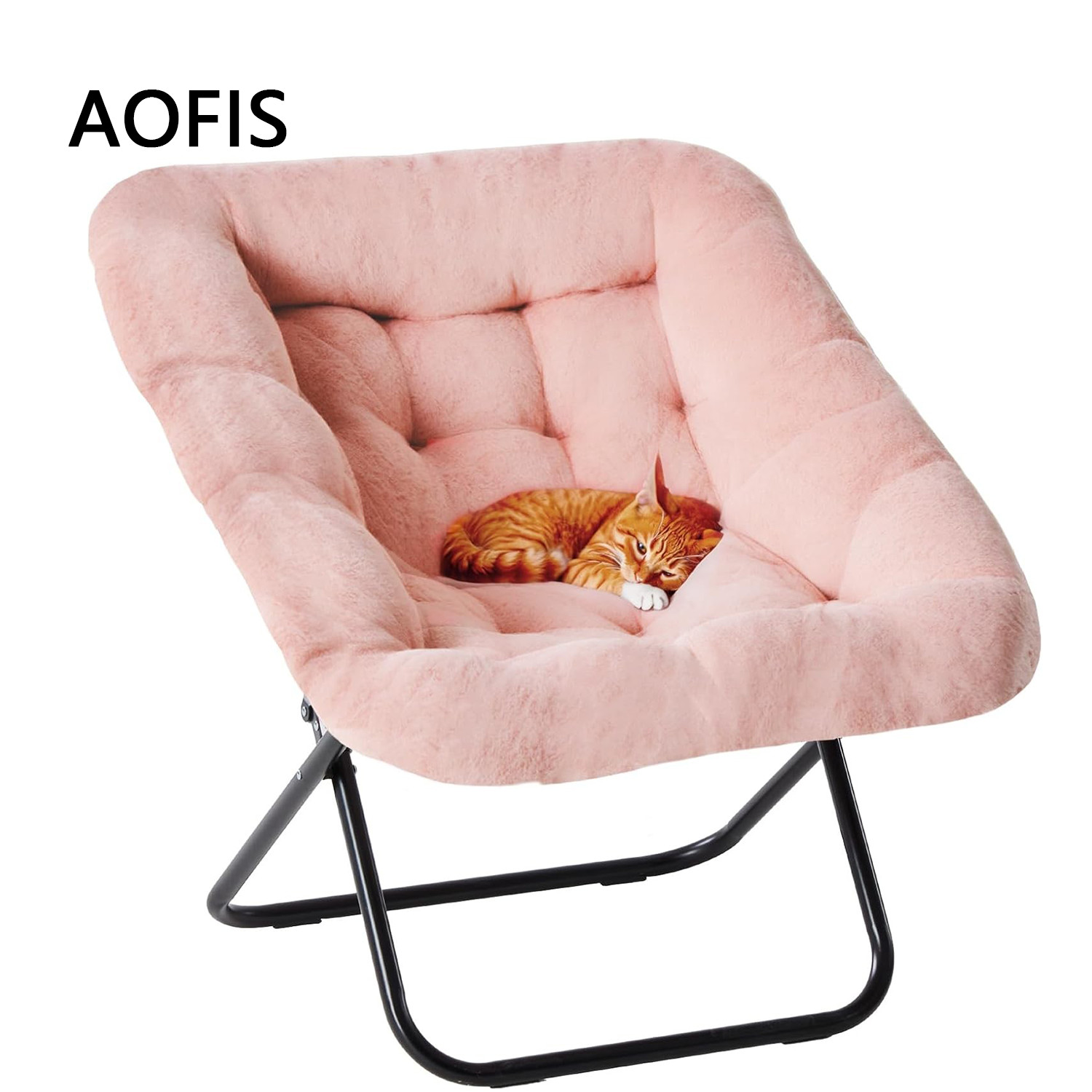AOFIS Comfy Chair Adults Soft Faux Fur Folding Flexible Lounge for Living Room
