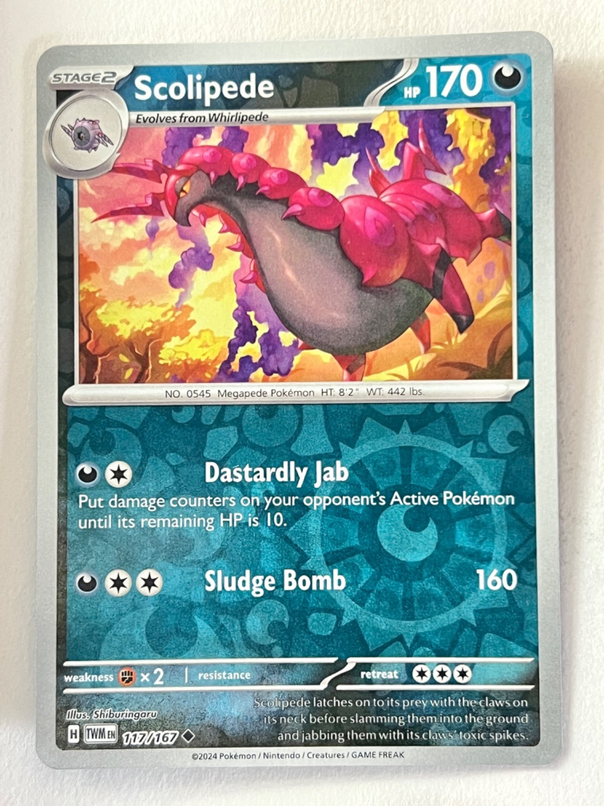 Scolipede 117/167 Reverse Holo Uncommon Twilight Masquerade Pokemon Near Mint NM
