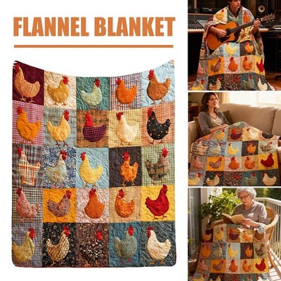 Vintage Rooster Plaid Flannel Blanket Warm Comfy Funny Chicken Throw B lanket