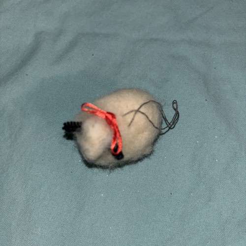 Vintage Handcrafted White Wool Sheep With Red Bow 2x2 - Picture 2 of 10