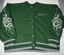Harry Potter Slytherin Cardigan Green Sweater Large Wizarding World Embroidered