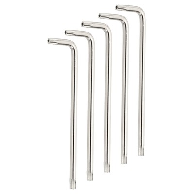 5Pcs T25 Anti Tamper Proof Torx Hex Key Wrench with Hole 4'' Long Bright Silver
