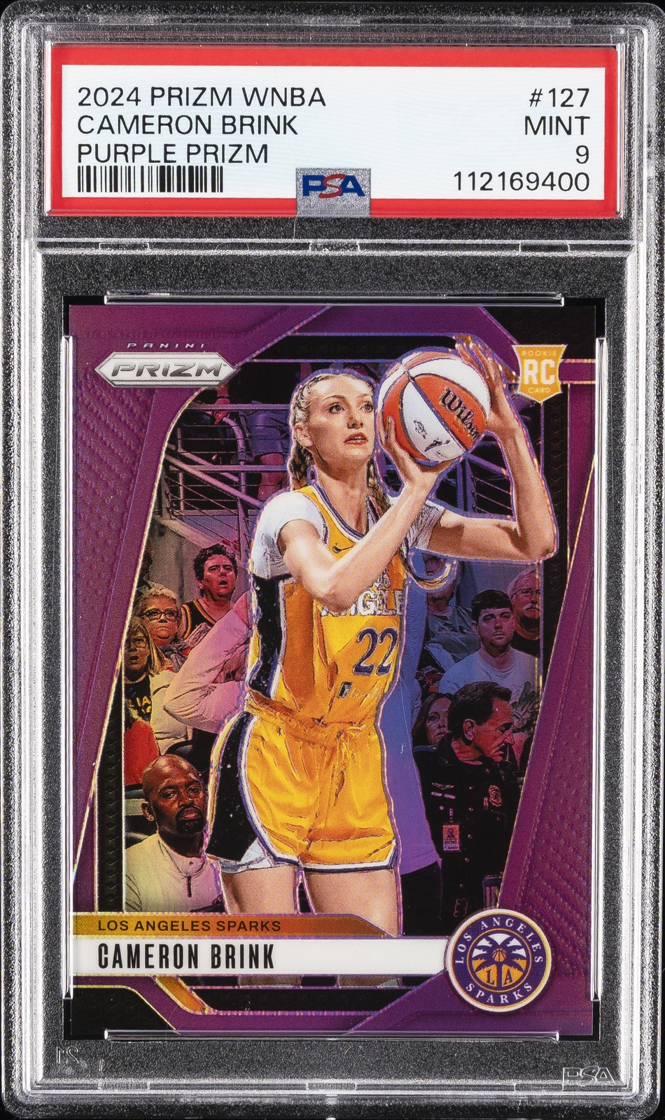 2024 PANINI PRIZM WNBA PURPLE PRIZM #127 CAMERON BRINK 25/149 PSA 9