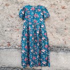 Vestido midi indio floral de algodón boho informal de verano en capas verde