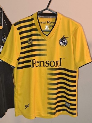 Bristol Rovers 2015/16 Errea Auswärtstrikot Medium Junior XXS gelb schwarz Quarters