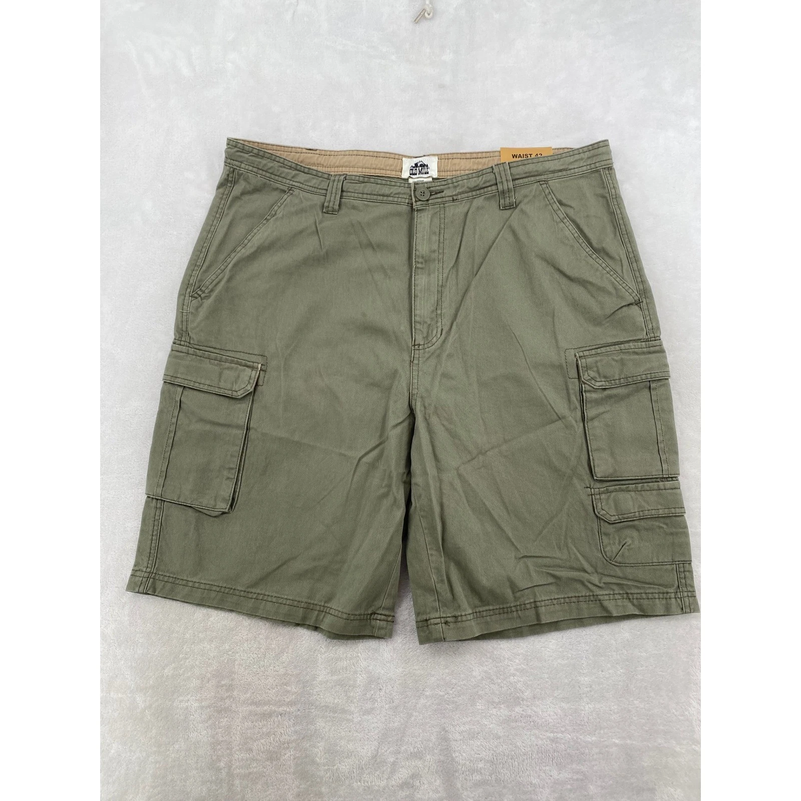 Old Mill Cargo Shorts 42 Olive Green Cotton Twill Relaxed Fit New NWT Utility